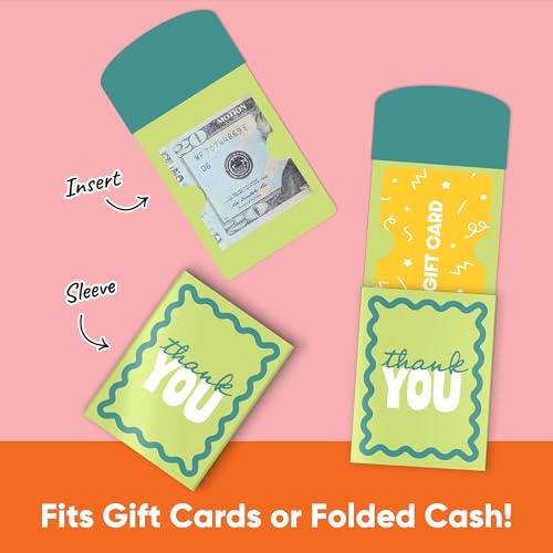 Big Dot of Happiness Light Green and Teal Wavy Thank You Gift Card Holders with Envelopes, Cash Money Holders and Gift Card Sleeves, Retro Stationery Nifty Gifty Pack - Set of 8 - color: Light Green and Teal