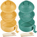 2 Sets 40 oz Microwave Ramen Bowl with Handles, Green, Yellow - color: Green, Yellow