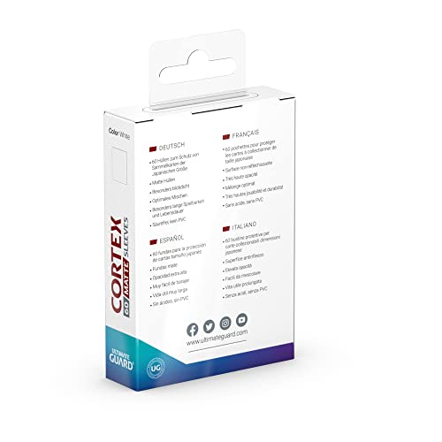 Ultimate Guard Cortex Outer Card Sleeves, 60 Japanese Size TCG Sleeves, 62 x 89mm, White Back, Matte Finish, No PVC & Acid-Free, High Clarity - color: White, size: Japanese Matte