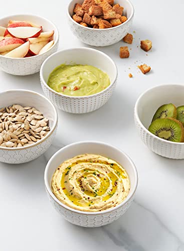 LE TAUCI Small Bowls 12 OZ, Ice Cream Bowl, Ceramic Embossment Stoneware Bowl, Bowls Set for Dessert, Fruits, Side Dishes, Suit For Housewarming - 4.5 Inch, Set of 4, Arctic white - size: 4.5 INCH