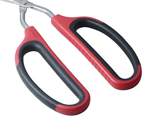 HINMAY Extra Long Scissor Tongs 16" Stainless Steel Barbecue Grilling Tongs - color: Red, size: 16"