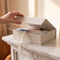 Photo Storage Box 4x6, Linen Photo Box - Beige - color: Beige, size: 4"x6"