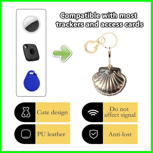 Leather Keychain holder Protective Case Compatible with Apple AirTag - color: Golden
