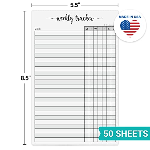 321Done Weekly Tracker Notepad, 5.5x8.5 Inches, 50 Sheets, Monday Start - color: MTWTFSS, size: 5.5" x 8.5" Portrait