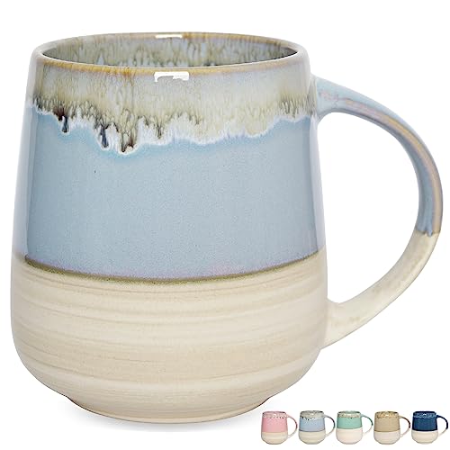 Bosmarlin Extra Large Ceramic Coffee Mug, 23 Oz, Dishwasher and Microwave Safe, Oversized Big Tea Cup, Reactive Glaze (Light Blue) - color: Light Blue