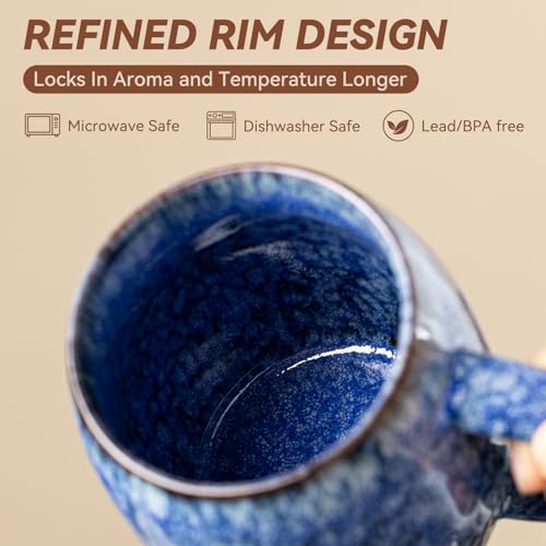 Starry Night Ceramic Mug, 15oz Reactive Glaze Mug, Gift for Book Lovers - color: 14OZ - Starry Night · WONDER