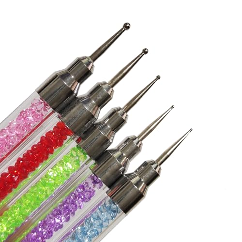 Nail Art Silicone Sculpting Pen and Dotting Pen Dual-ended Pen Kit 5 Pcs for Nail Salon or Home Nail design - color: M-5pcs
