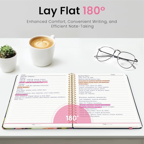 ZOTIA Lined Spiral Journal for Women, A5 Pretty Hardcover Notebook for Work, School & Office Writing, Aesthetic Writing Journal College Ruled, 140 Pages, 5.8" x 8.3", Humming Glow - color: Q-Humming Glow