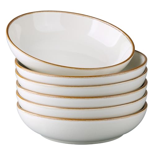 AmorArc 8.5’’ Ceramic Pasta Bowls Set of 6, 36oz Large Stoneware Bowls Set - color: Pearl White, size: Set of 6