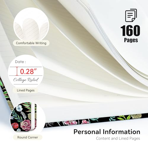 Lined Spiral Journal Notebook for Work A5, 160 Pages, Flower Garden - color: Flower 1