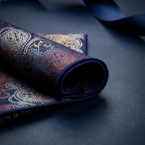 S&W SHLAX&WING Mens Pocket Square Paisley Multicolor Large for Business Wedding - color: Bh26