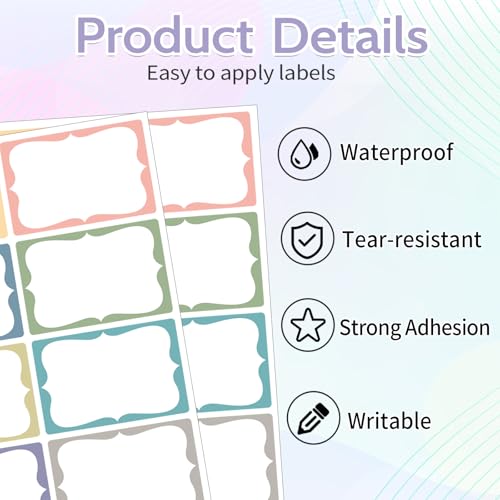 Starboling Name Tag Stickers, 200 Pcs 3"x2" Multicolor Plain Labels With Colorful Border for Office, Meeting, School and Home - color: Multicolor