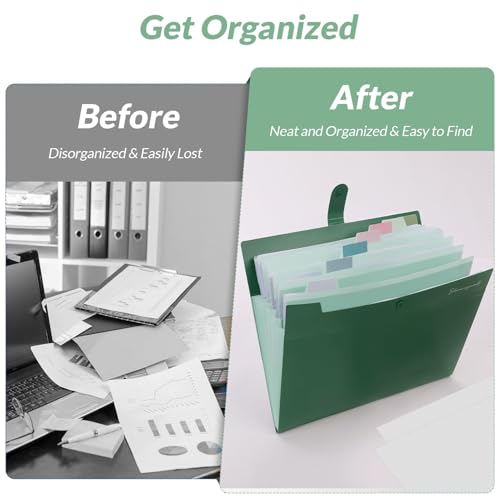 SKYDUE Expanding File Organizer with 8 Pockets, Accordion File Folders - color: Forestgreen