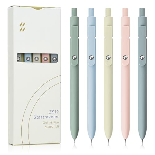 YOXMJDB Gel Pens, 5 Pcs 0.5mm Fine Point Smooth Writing Japanese Cute High-End Series Black Ink Pens for Journaling Note Taking, School Office Supplies for Women Men (5 Pcs Morandi) - color: 5 Pcs Morandi