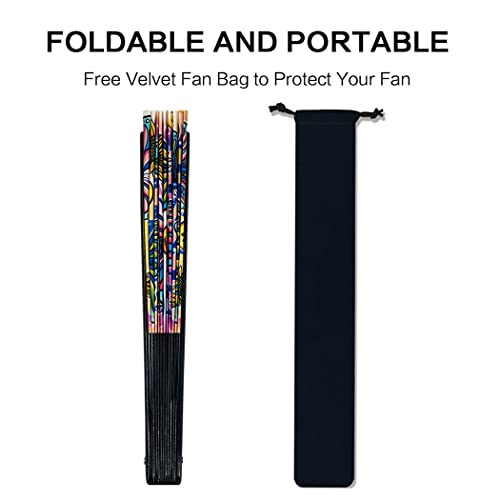 13" Large Rave Fan Bamboo, Folding Clack Hand Fans Foldable for Men Women, Poping Fan for EDM Festival Line Dance Decoration, (Butterfly, Large 13") - color: Butterfly, size: Large 13"
