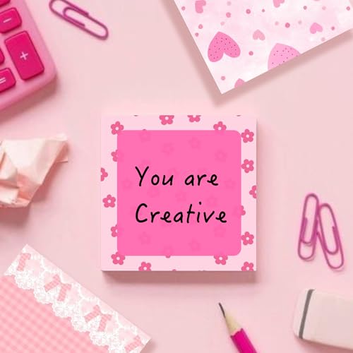 9 Pads Pink Sticky Notes Set, 3x3in Cute Self-Stick Notepads, Super Adhesive Memo Pads Note Card, Office Decor Gifts, Desk Accessories for Students, School Supplies for Girls - color: Pink