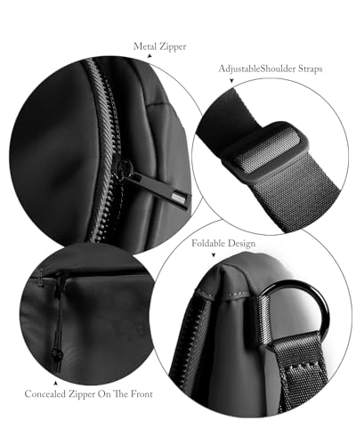 Crescent Bag for Women,Medium Nylon Crescent Bag Single Shoulder Bag - color: black