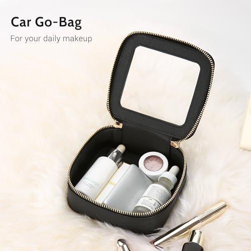 Aveniee Clear Makeup Bag Set (2-Piece Mini & Midi) - Travel Toiletry Organizer for Women, Waterproof Cosmetic Pouch & Car Accessory for Travel Size Toiletries, Black - color: Black, style: Compact Duo