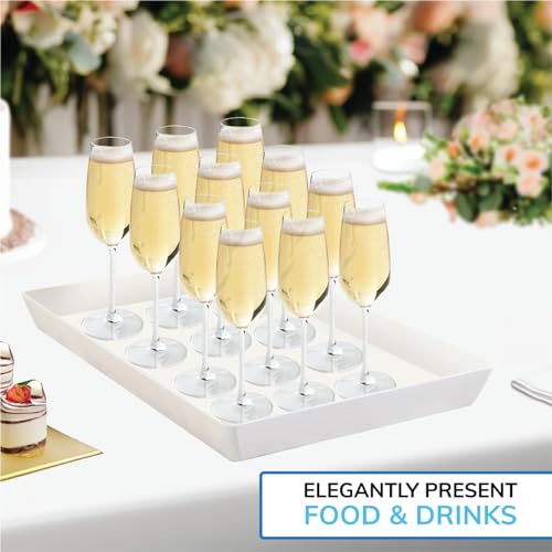 US Acrylic White Plastic Serving Trays (Set of 4) 15” x 10” | Large Unbreakable Reusable Rectangular Party Platters | Serve Appetizers, Fruit, Veggies, & Desserts | BPA-Free & Made in USA (Pack of 2) - color: White, size: 15" x 10" (Pack of 2)