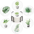 Britimes Coasters for Drinks, Set of 6, Ceramic Stone, Green Leaves - color: Green Leaves