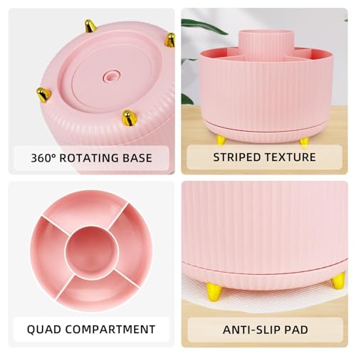 Pink Office Desk Accessories, 15pcs Office Supplies 360°Pen Holder , Stapler, Staple Remover, Tape Dispenser,Tape Refills, Binder Paper Clips Kit, Scissor, Cute Desk Accessories for Women Gift Set