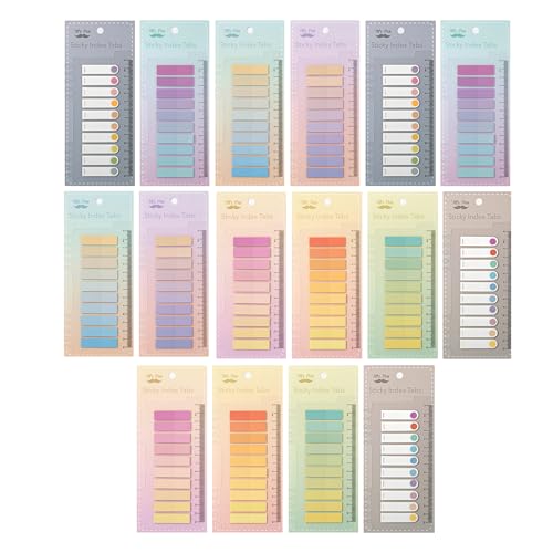Mr. Pen- Colorful Sticky Tabs, 16 Sets, 3200 pcs, Translucent Page Markers - color: Pastel, size: 3200 Pcs