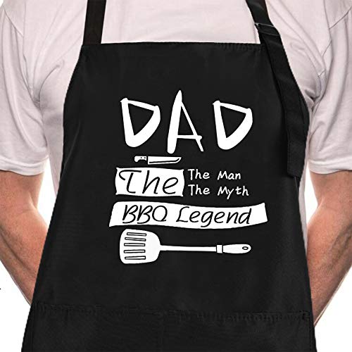 Rosoz Funny Black Chef Aprons for Men, Dad BBQ Legend, Kitchen Cooking - color: Dad Bbq Legend