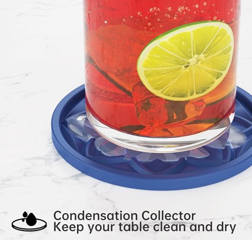 HFHOME Silicone Coasters Set With Holder - 6 Pack for Drinks, Coffee Table, Cup Mat, Desk, Bar - Tabletop Protection Gift - Navy Blue - color: Navy Blue
