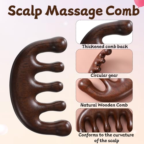 Sandalwood Massage Comb, Wooden Hair Growth Scalp Massager Comb