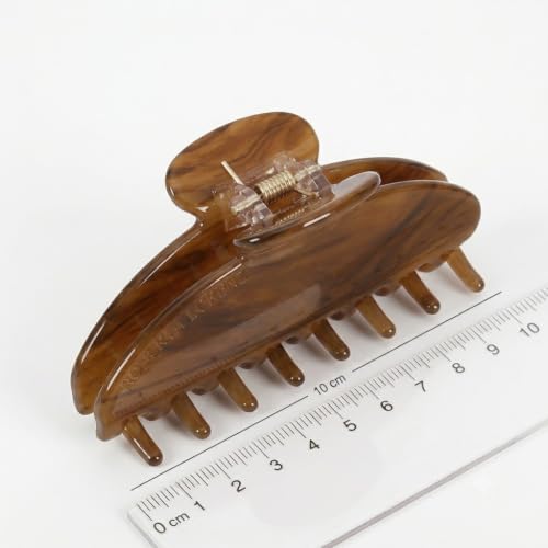 Luxury Hair Claw Clip Premium Acetate Strong Hold 4 Inch (Mocha Marble) - color: Mocha Marble