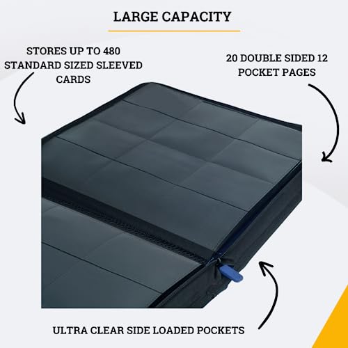 Card Guardian 12 Pocket Premium Binder with Zipper for 480 Cards, Blue - color: Blue