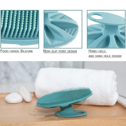 INNERNEED Silicone Body Cleansing Brush Exfoliating Scrubber, Pack of 4 - color: Pink+dark Green+dark Blue+gray