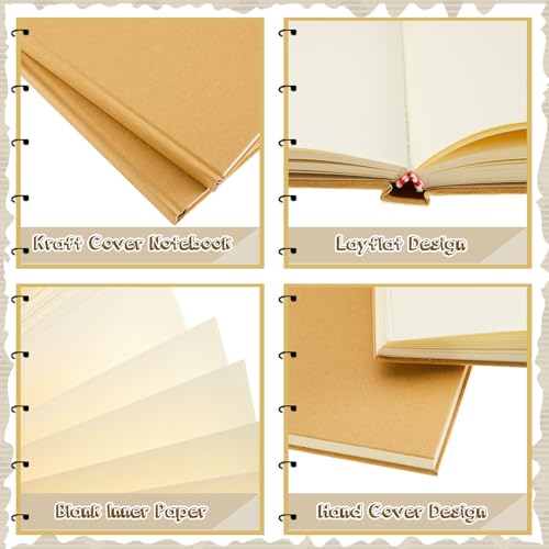 Henoyso 12 Pcs A5 Blank Notebook Journal Hardcover Sketchbook, 8.3 x 5.7 in - color: Brown, size: 8.3x5.7 Inch