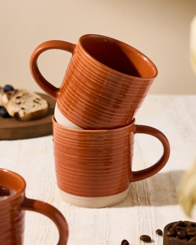 famiware Coffee Mugs Set of 8, 13 oz Mug Set, Ceramic Cup Set with Handle - color: Constellation-Terracotta, size: 8 Count (Pack of 1)