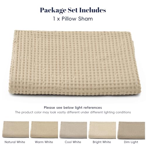 PHF Cotton Waffle Body Pillowcase with Zipper 20" x 54", Khaki, No Insert - color: Khaki, size: 54" x 20" (Pack of 1)