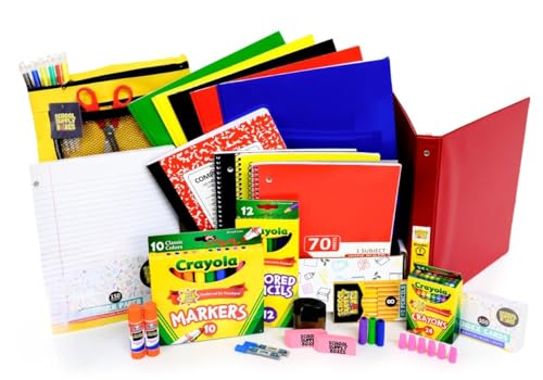 School Supply Boxes | Elementary School Bundle (1 Box) | Back to School Essentials Kit for Students & Teachers | Includes Wide-Ruled Paper Products, Crayons, Markers, Colored Pencils, & More - color: Elementary School Bundle, size: 1 Box