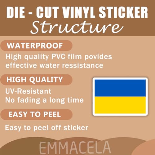(3PCS) Ukraine Flag stickers, Countries Flag Stickers - Waterproof Vinyl Decals For Laptops, Tumblers, Water Bottles, Books, Scrapbooks, Size 3 x 2 Inch - color: Ukraine