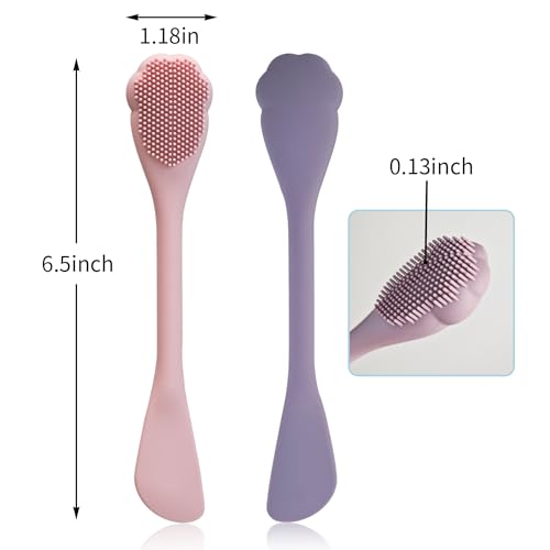 2 Pack Facial Cleansing Brush Set, 2-in-1 Cat Paw Silicone Face Scrubber. Used for Exfoliation, Massagem, Blackhead Removal, and Boby Lotion Application, Cleansing Skincare Tool
