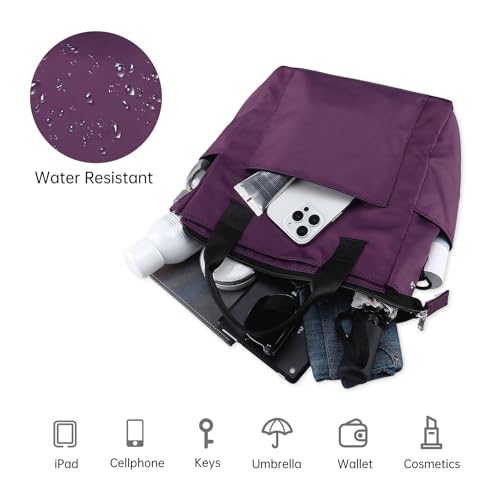 Crossbody Shoulder Bag for Women - Water Resistant Casual Handbag Purse with Multiple Pockets, Adjustable Strap - color: Purple