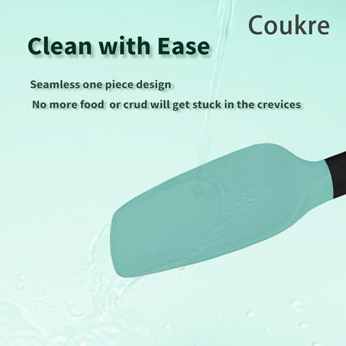 Coukre Silicone Spatula Set of 5,High Temperature Resistant, Food Grade Silicone, Dishwasher Safe, for Baking, Cooking (Aqua Green) - color: Aqua Green Black
