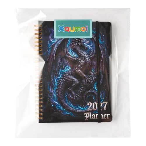 Xqumoi 2027 A5 Planner Dragon Blue Fire Weekly and Monthly Planner Gift - color: Blue Dragon 2027, size: A5