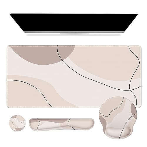 iCasso Brown Art Mouse Mat 35.4"x15.7", Computer Mat for Workspace - color: Brown Art