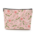 Boho Makeup Bag, Pastel Wildflower Cosmetic Bag Makeup Organizer Pouch - color: PinkFlower