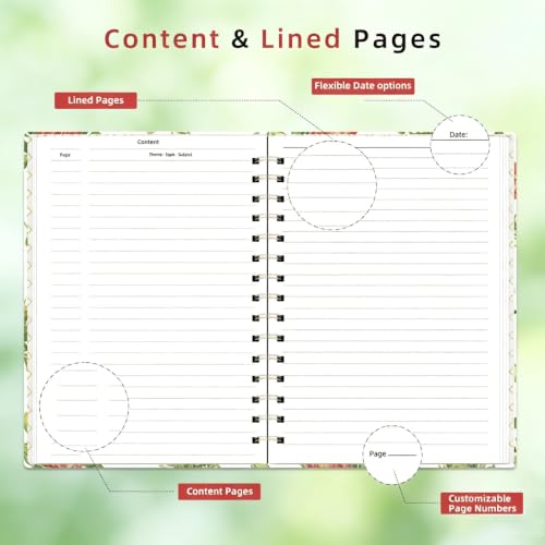 A5 Spiral Notebook Cute Lined Planner Ruled Notepad Journal for Writing - color: White Flower