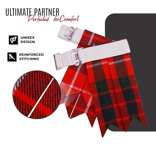 EZE Kilt Flashes for Men with Heavy Buckle Adjusters, Plain & Tartan Kilt Sock Flashes Acrylic Wool - color: Fraser