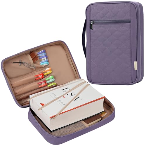 FINDCOZY Bible Cover for Women, Large Carrying Case for Regular Bible - color: Purple, size: Large