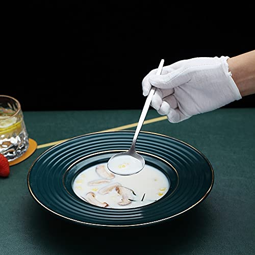Matt Silver 6 Piece Stainless Steel Tablespoons, Soup & Dessert Spoons - 8.1 Inch, Dishwasher Safe - color: 1. Matte Silver