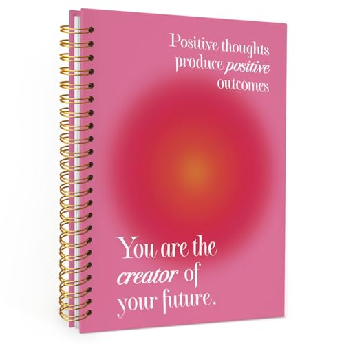 Wheatwin Positive Affirmations Spiral Notebook, Pink Aura Motivational Inspirational School Office Notebooks for Note Taking Work, Hardcover Spiral Notebook Gifts 5.5x8.3 - color: Pink aura