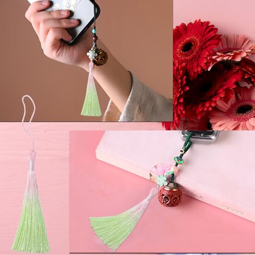 50Pcs 5 Inch Bulk Bookmark Tassel Kit for Graduation, Keychain(Pink Green) - color: Pink&green