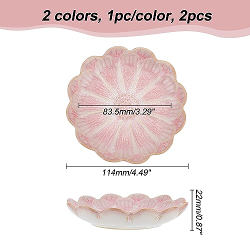 NBEADS 2 Pcs Ceramic Jewelry Tray, Lotus Flower Ring Dish Holder Porcelain Trinket Tray Decorative Trinket Plate for Ring Necklace Bracelet Jewelry Watch Key Gift, Whitesmoke/Pink - color: 2 Colors-Pink Lotus Flower